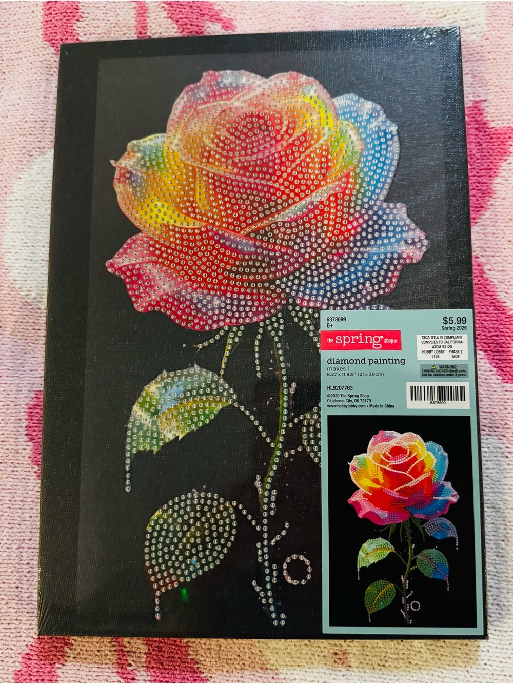 Hobby Lobby  Rainbow Rose Multicolor Diamond Painting Art Kit